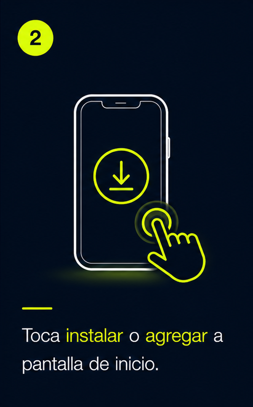 Toca instalar o agregar a pantalla de inicio.